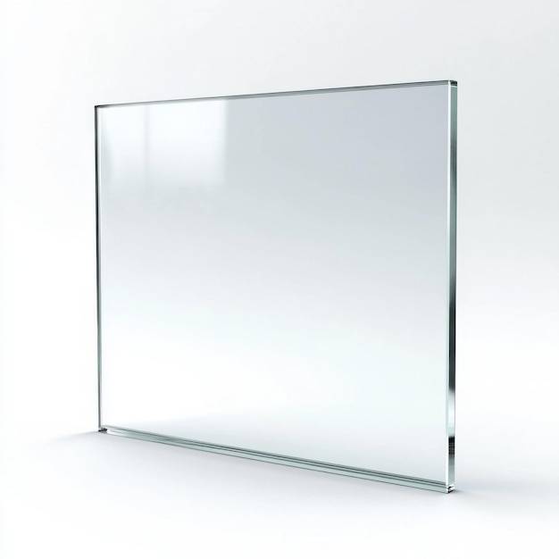 Glass panel standing on white background