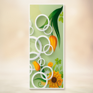 Yellow Floral PVC Door - Geometric Flower Design