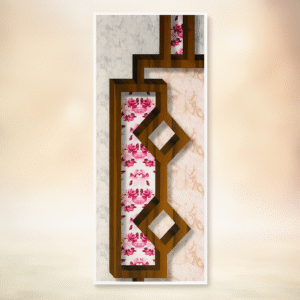 Rose Print PVC Door - Brown Wooden Frame